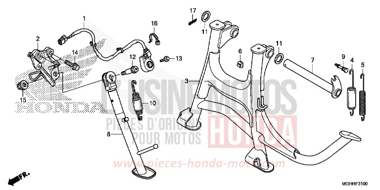 BEQUILLE von VFR1200X "Crosstourer" DCT CANDY PROMINENCE RED (R342) von 2017